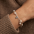 B00598 - PR -  Freshwater Pearl Flower Charm Bracelet – 925 Sterling Silver Multi-Strand Bracelet