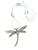 N03978 - Beautiful Large Dragonfly necklace with opal and silver beads