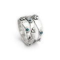 ASR301 - Unique three bands ring with little flowers and little Opal stones