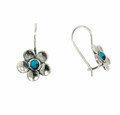 ASE070 - TU - Pretty flower earrings hook with Turquoise 