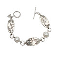 B10178 - PR - 925 Sterling silver T-Bar bracelet with Pearl