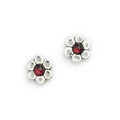 ASE044 - 925 silver Cute Daisy studs with Garnet 