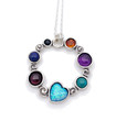 N03256 - 925 silver round pendant with Opal heart and semi-precious stones.