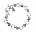 B01630 - Classic Aviv blue Opal hearts Bracelet