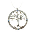 Tree of Life Open Circle Pendant with Blue topaz