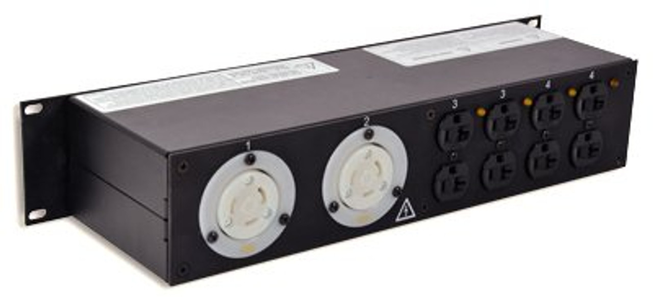 Lex 2RU Rack Mount Power Distribution, L21-30 In/Thru to (2) L5-30 and Duplexes