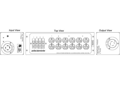 Stringer Box Breakered, L14-30 In/Thru, 6x 20A Edison Duplex Out, 17L x 5.5W x 7H, ETL Listed