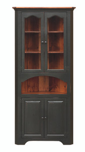 LARGE CORNER CUPBOARD - W/GLASS, COLONIAL STYLE