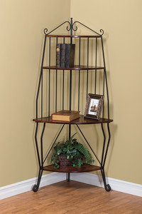 Corner Baker's Rack with 4 Wood Shelves Corner Baker's Rack with 4 Wood Shelves