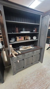 OPEN THREE DOOR HUTCH - W/MAPLE TOP-KONA/ W/GLAZE OPEN THREE DOOR HUTCH - W/MAPLE TOP-KONA/ W/GLAZE