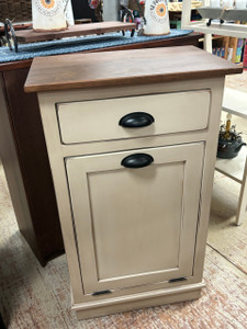 TRASH CABINET W/DRAWER-SPECIAL WALNUT/ANTIQUE WHITE TRASH CABINET W/DRAWER-SPECIAL WALNUT/ANTIQUE WHITE