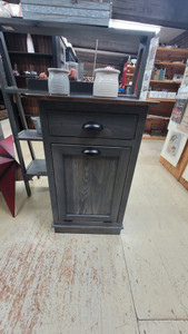 TRASH CABINET W/DRAWER-SPECIAL WALNUT/PEWTER W/GLAZE TRASH CABINET W/DRAWER-SPECIAL WALNUT/PEWTER W/GLAZE