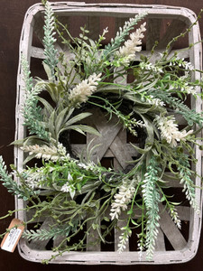 WHITE FLOWERS IN WHITE TOBACCO BASKET WHITE FLOWERS IN WHITE TOBACCO BASKET