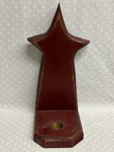 WOOD STAR TAPER SCONCE 10"-BURGUNDY WOOD STAR TAPER SCONCE 10"-BURGUNDY