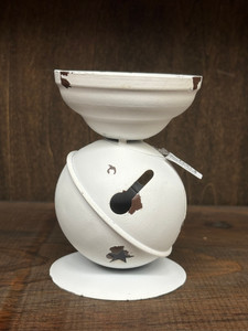WHITE DISTRESSED SINGLE BELL PILLAR CANDLE HOLDER 4.5" WHITE DISTRESSED SINGLE BELL PILLAR CANDLE HOLDER 4.5"