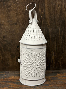 15-Inch Primitive Lantern in Rustic White 15-Inch Primitive Lantern in Rustic White