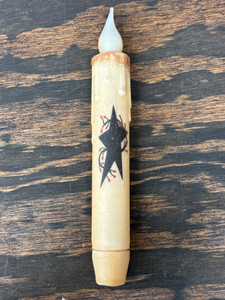7" LED-TAPER BLACK STAR W/BERRIES-IVORY 7" LED-TAPER BLACK STAR W/BERRIES-IVORY