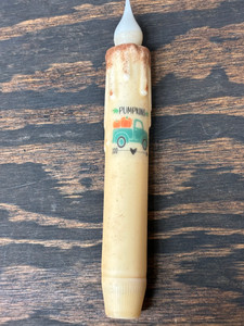 7" IVORY LED-TAPER-PICKUP W/PUMPKINS