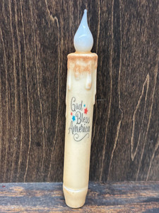 7" LED-TAPER GOD BLESS AMERICA-IVORY 7" LED-TAPER GOD BLESS AMERICA-IVORY