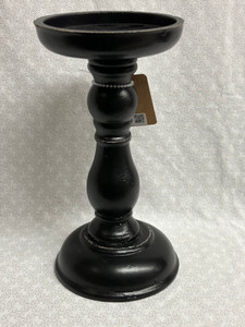 WOOD CANDLE HOLDER 8" BLK WOOD CANDLE HOLDER 8" BLK