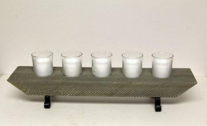 5 CANDLE HOLDER W/ LEG-GREY 5 CANDLE HOLDER W/ LEG-GREY