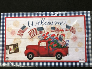 WELCOME W/RED TRUCK & AMERICAN FLAGS