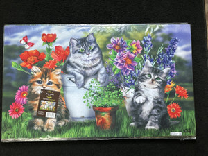 KITTENS & FLOWER POTS_BRI THIN FLOOR MAT 30"X18" KITTENS & FLOWER POTS_BRI THIN FLOOR MAT 30"X18"