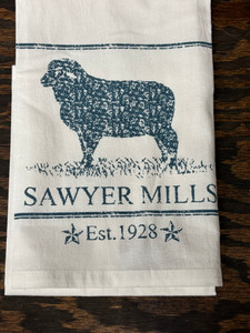 Sawyer Mill Blue Lamb Muslin Bleached White Tea Towel 19x28 Sawyer Mill Blue Lamb Muslin Bleached White Tea Towel 19x28