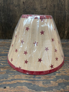LAMP SHADE-14"-BURLAP & RED STARS LAMP SHADE-14"-BURLAP & RED STARS