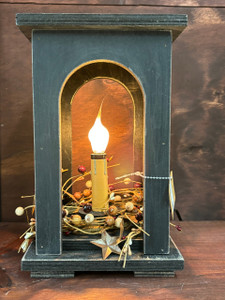 WOOD BOX, 11 W/ELECTRIC LIGHT, BLACK