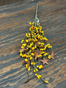 17" BERRY SPRAY W/RUSTY STARS-YELLOW 17" BERRY SPRAY W/RUSTY STARS-YELLOW