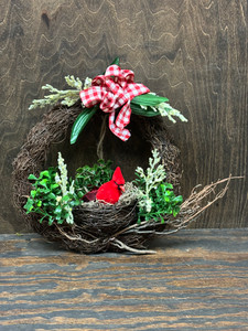 WALL DECOR_WREATH W/CARDINAL + RED BOW WALL DECOR_WREATH W/CARDINAL + RED BOW