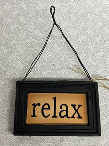 WOOD SIGN FRAMED SM HANGING-RELAX WOOD SIGN FRAMED SM HANGING-RELAX