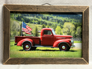 RED TRUCK W/FLAG - 18x12 RED TRUCK W/FLAG - 18x12