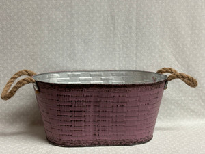 METAL OVAL PLANTER 12"x5.5"-PINK METAL OVAL PLANTER 12"x5.5"-PINK