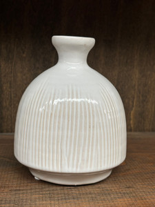 ROUND WHITE STRIPE VASE 6 " ROUND WHITE STRIPE VASE 6 "