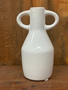 White Vase 6" 2 Large Handles