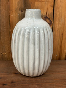WHITE CERAMIC VASE, 6.5" WHITE CERAMIC VASE, 6.5"