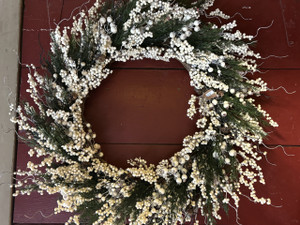 36" BERRY & PINE WREATH_WHITE