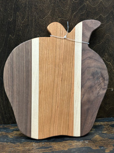 LARGE APPLE CHEESE BOARD-TRIPLE WOOD-MAPLE, WALNUT, CHERRY