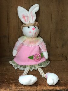 DAISY 16" BUNNY SITTING FABRIC W/BEADED LEGS DAISY 16" BUNNY SITTING FABRIC W/BEADED LEGS