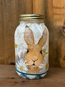 BUNNY W/ FLOWERS LIGHTED JAR BUNNY W/ FLOWERS LIGHTED JAR