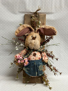 BUNNY W/PINK FLOWERS ON BOARD BUNNY W/PINK FLOWERS ON BOARD