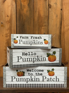 Wood Box w/ Pumpkin Set 1 of 3 Wood Box w/ Pumpkin Set 1 of 3