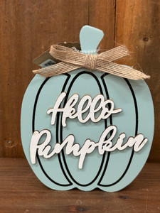 WORD PUMPKIN W/PLAID BOW BLOCK 3 ASST.-LIGHT BLUE WORD PUMPKIN W/PLAID BOW BLOCK 3 ASST.-LIGHT BLUE