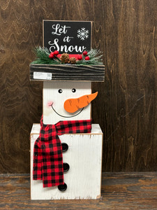WOOD SNOWMAN BLOCK 18.5" WOOD SNOWMAN BLOCK 18.5"