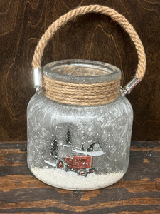 Glass Jar w/ Tractor 4.5"x4.75" Glass Jar w/ Tractor 4.5"x4.75"