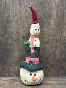 24" FABRIC SNOWMAN STACKED W/GREENERY 24" FABRIC SNOWMAN STACKED W/GREENERY