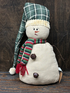 GREEN PLAID TOBOGGAN HAT SNOWMAN 19 GREEN PLAID TOBOGGAN HAT SNOWMAN 19