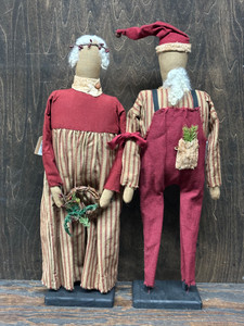SET HANDMADE PRIM DOLL-RED MAN 21" 2 OF 2 SET HANDMADE PRIM DOLL-RED MAN 21" 2 OF 2